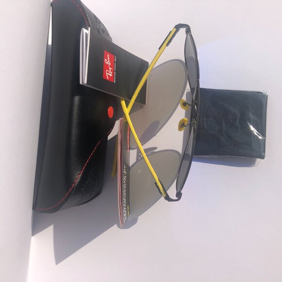NEW RAY BAN RB8313M/003-HO Ferrari Gunmetal Yellow Mirror Polarized Italy Made - Picture 7 of 8